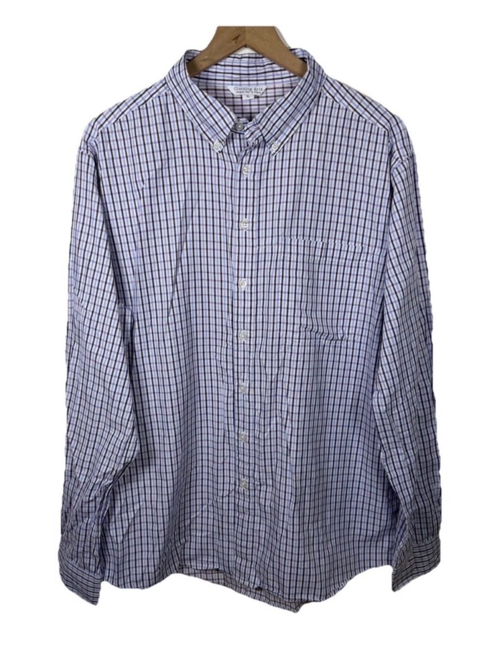 SOLD — Clothing Arts Pick Pocket Proof Button Down White Grid Mens Size XL